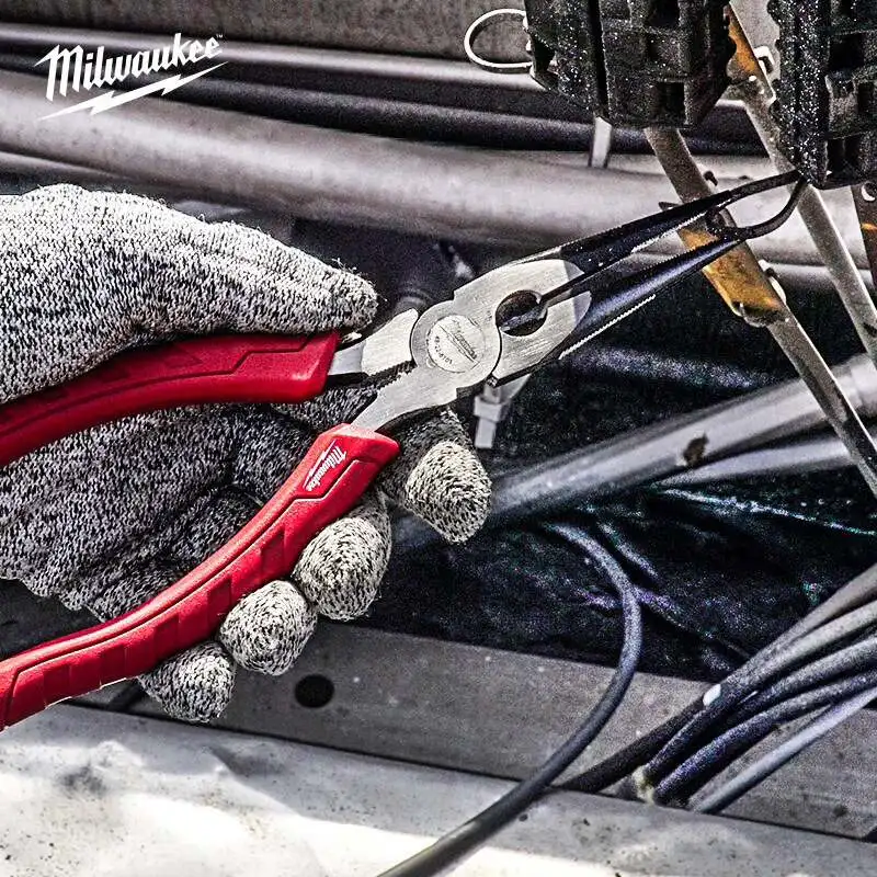 Milwaukee 48-22-6101 Long Nose Pliers, Red Ergonomic Handles for Electricians & Mechanics