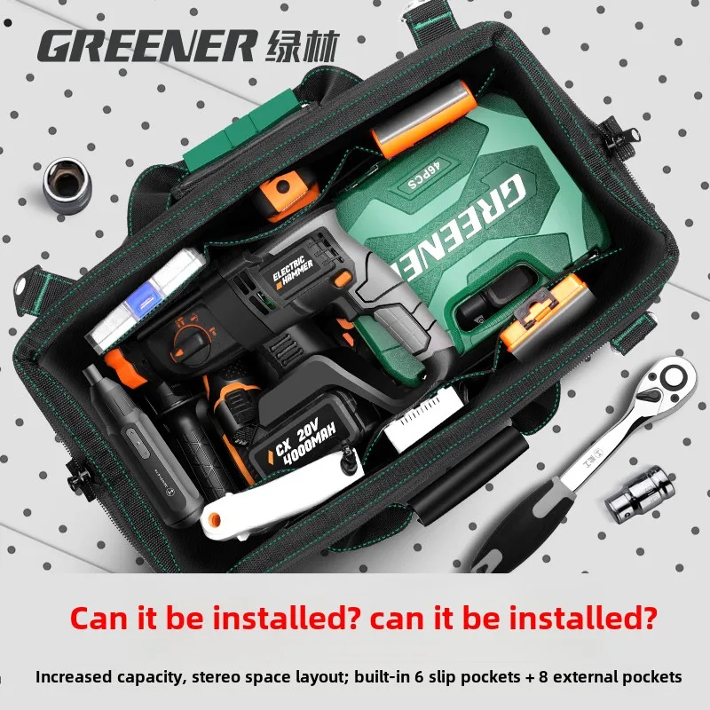 Heavy Duty Canvas Tool Bag for Electrician Maintenance, Multi-Functional Portable Storage Bag