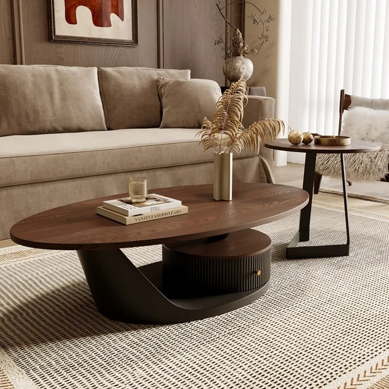 Mid-Style Wabi-Sabi French Retro High-End Tea Table Solid Wood Small Apartment Home Living Room Coffee Tables