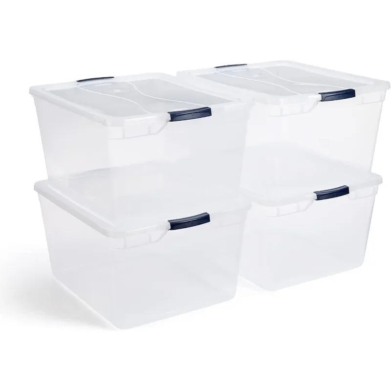 Cleverstore 74 Quart Latching Storage Containers with Lids for Office and Home Organization