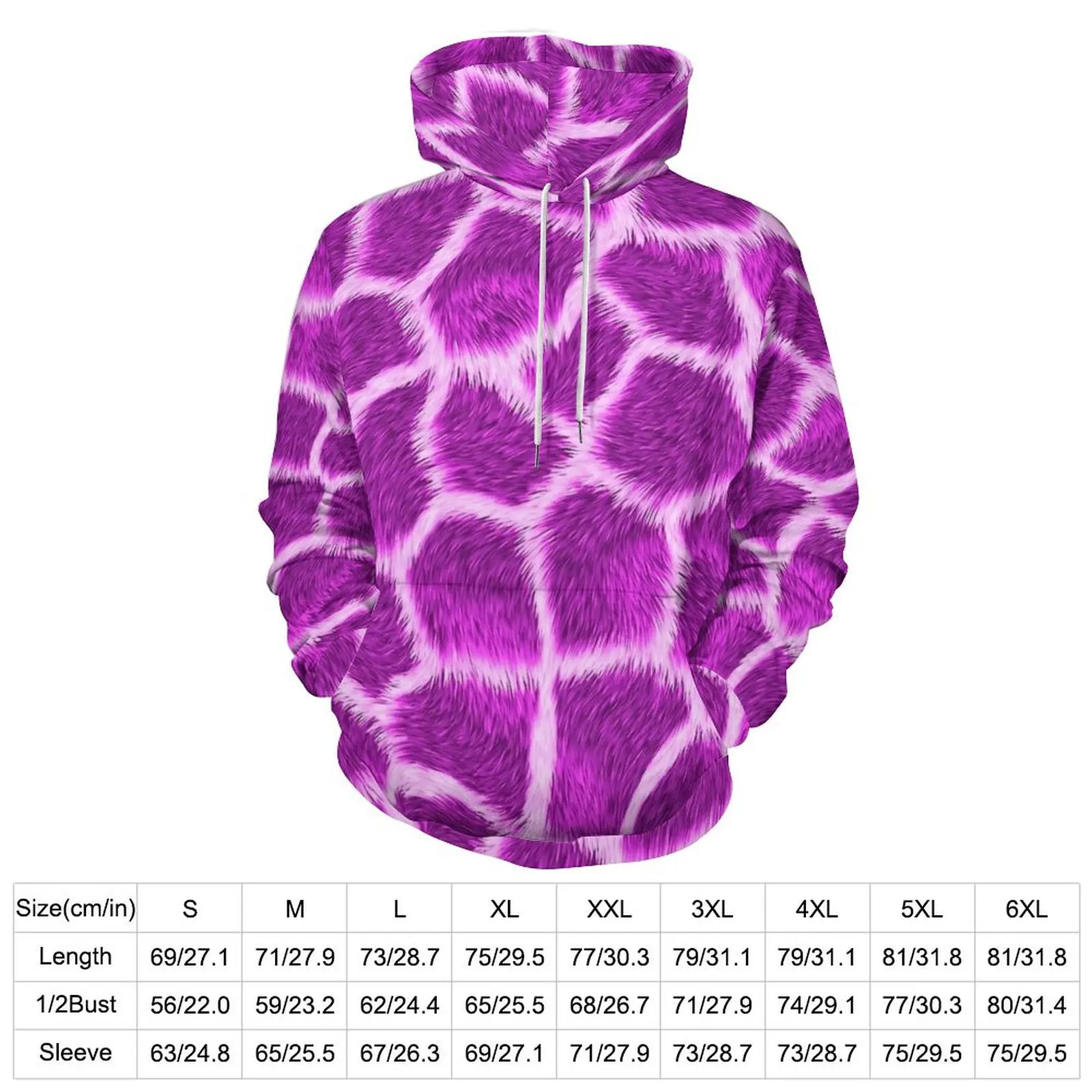 Fuchsia Giraffe Print Hoodies  Hip Hop Oversize Hoodie Women Long Sleeve Cute Graphic Casual Hooded Sweatshirts