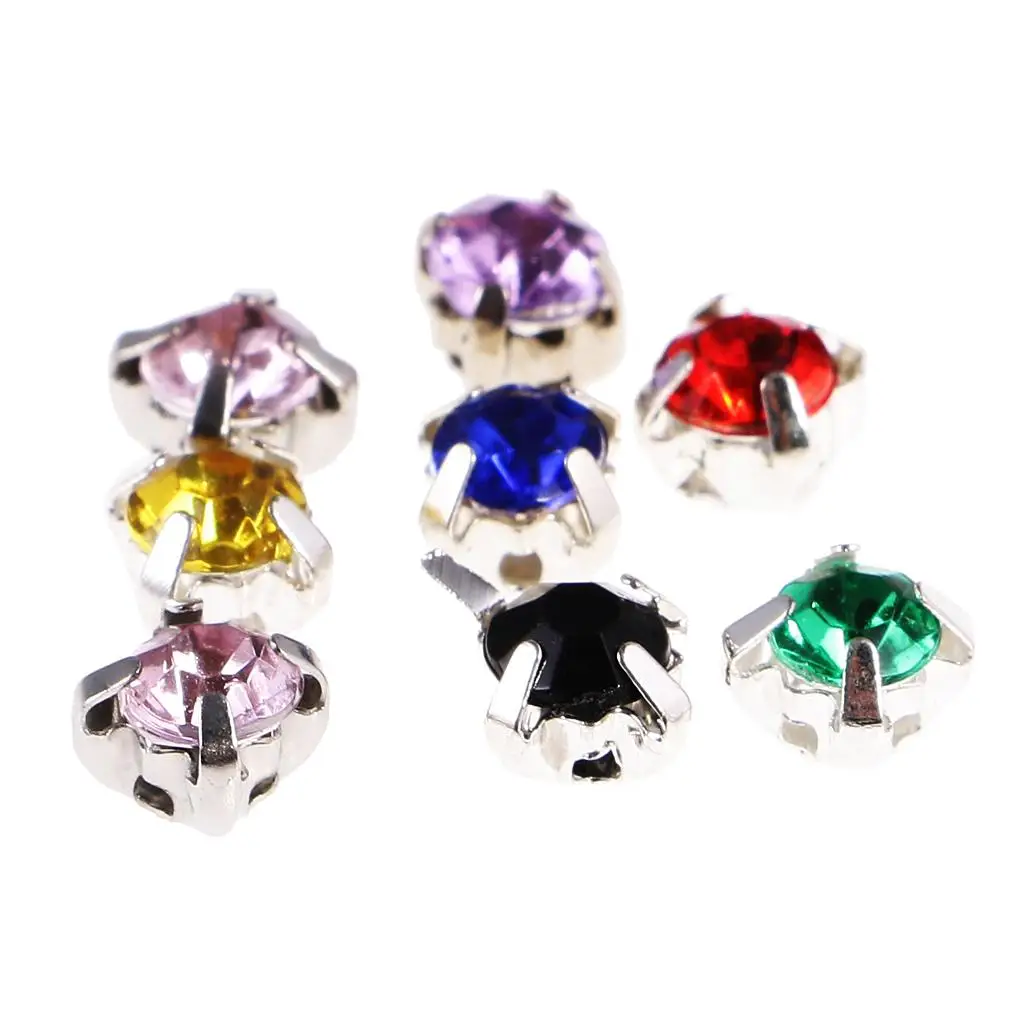 300 Pieces Acrylic Sew on Diamante Crystals Faceted Patch Embellishments for Shoes Wedding Dress DIY