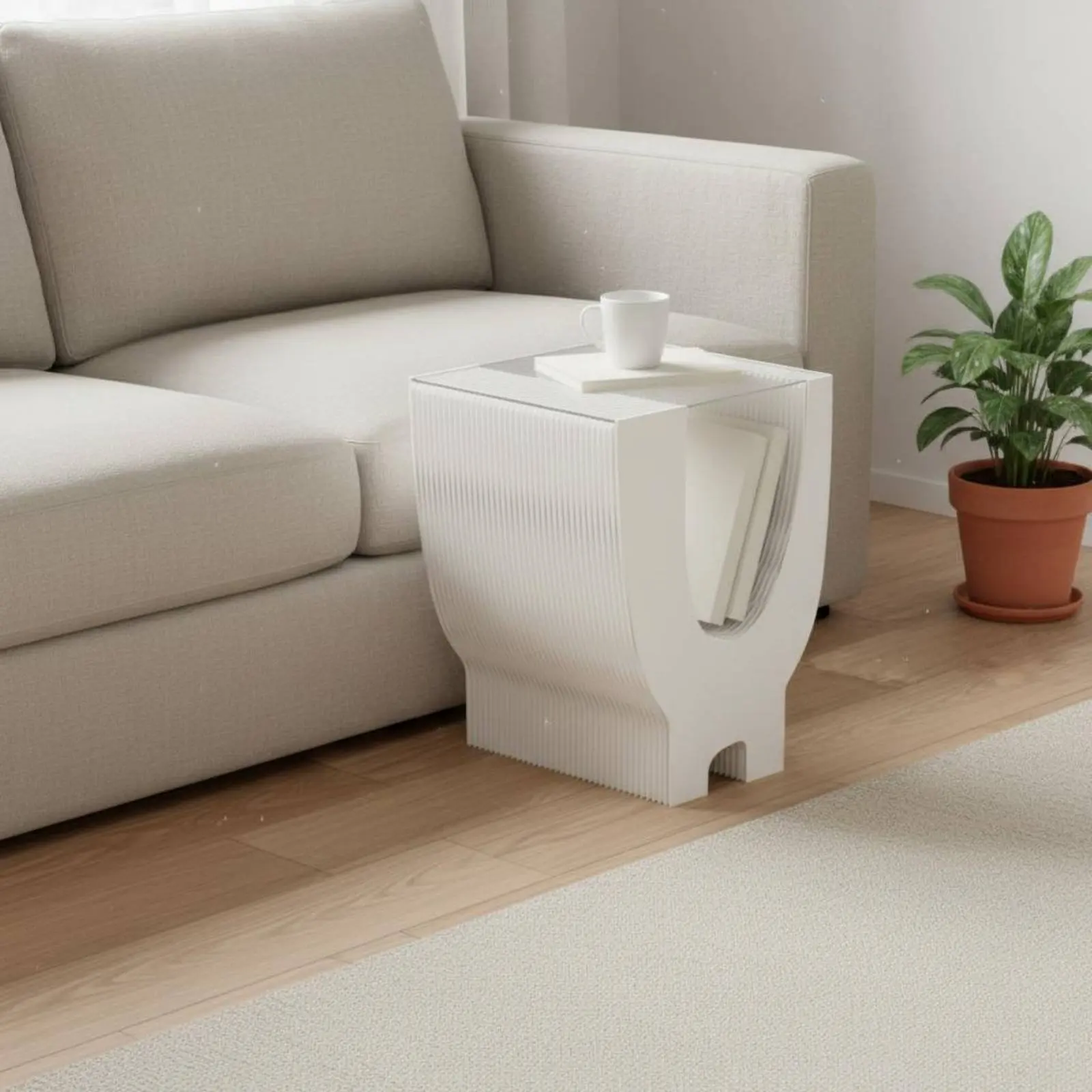 Mesa auxiliar plegable acordeón hexagonal de papel para gatos y perros