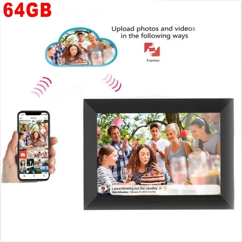 WiFi Frameo Digital Photo Frame 10.1 Inch 32GB/64GB Smart Digital Picture Frame with 1280x800 IPS HD Touch Screen