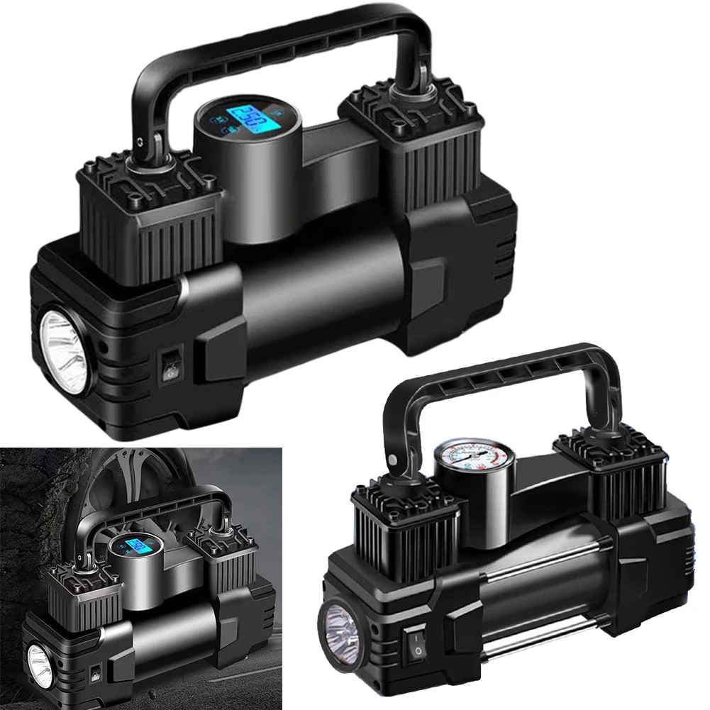 

Автоматический надувной насос 12 В 150 фунтов на квадратный дюйм с манометром, сверхмощный портативный металлический воздушный компрессор, двойной цилиндр с реальной яркостью