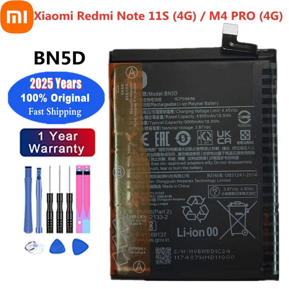 

Оригинальный аккумулятор Xiao Mi BN5D для Xiaomi Redmi Note 11S 11 S Note11S 4G M4 Pro M4Pro 4G 5000 мАч, аккумулятор для мобильного телефона