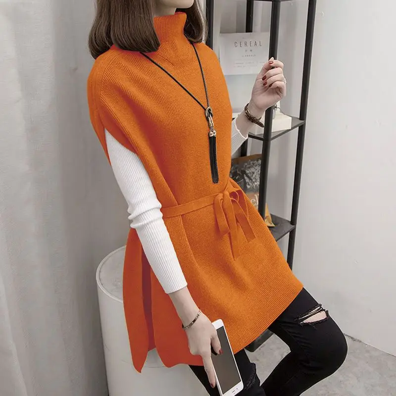 Autumn Winter New Knitting Solid Color Loose Vest Top Sleeveless All-match Youth Casual Pullovers Fashion Vintage Women Clothing