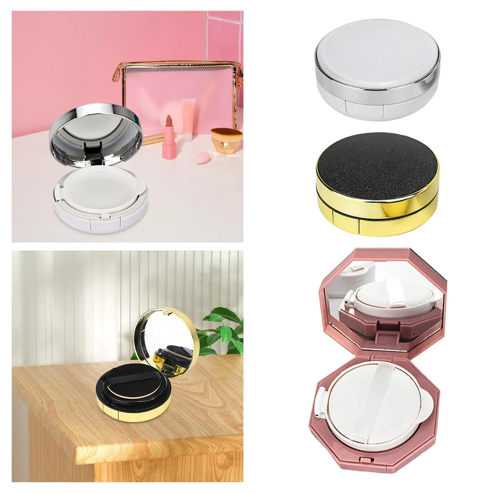 Estojo de almofada de ar, estojo de creme bb de base líquida, com espelho, recipiente de pó cosmético recarregável suporte de estojo de maquiagem