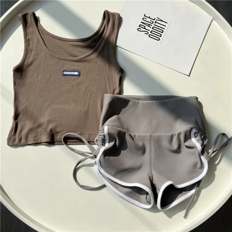 Sexy Sports Shorts for Women Summer New High Waist Contrast Patchwork Drawstring Y2K Hot Pants Casual Fashion Women Clothing