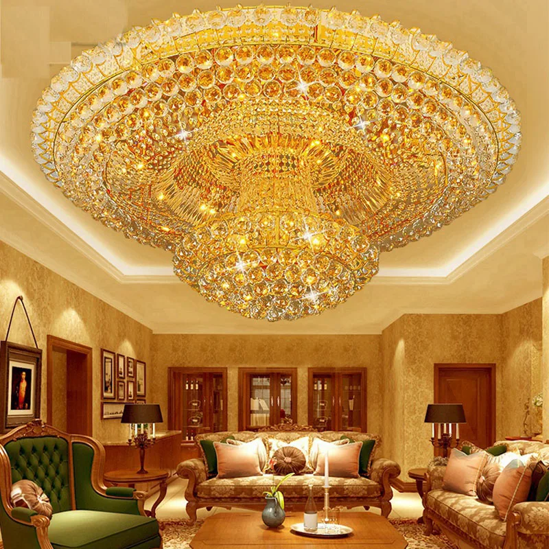 Luxury Continental Circular Golden Living Room Lobby Restaurant Crystal Hotel Decoration Elegant Ceiling Lamp Ceiling Chandelier