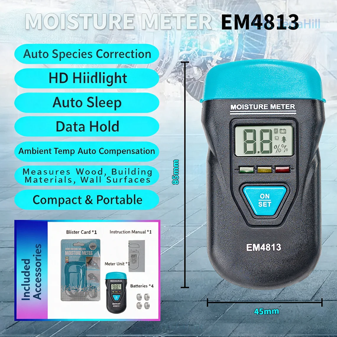 Moisture Meter Wood Paper Wall Moisture Tester Humidity Detector Handheld Digital Moisture Measuring Gauge for Woodworking