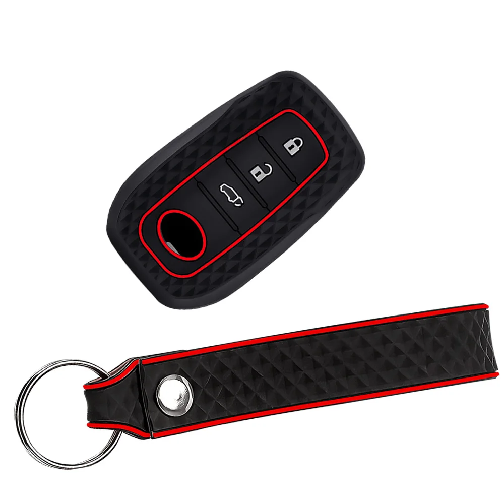 New Silicone Car Key Case Cover Chain For Toyota Corolla Hatchback Cross Yaris Cross Prius Hilux Land Cruiser LC200 LC250 LC300
