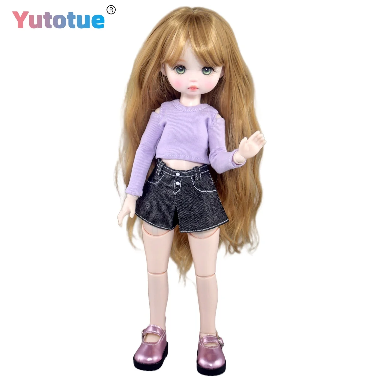 

YUTOTUE 30cm Height Girl Doll Toy Handpainted Makeup Clothes Shorts Shoes Curly Wigs Lifelike Mini BJD Doll Gift