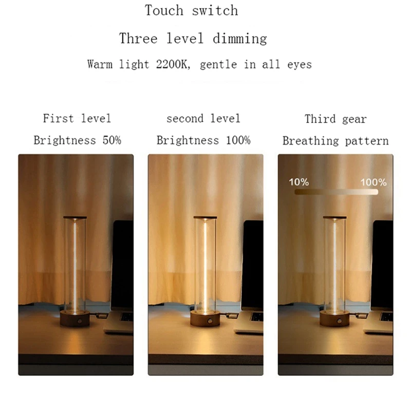 TKOH-Semplice linea di ricarica a LED luce notturna touch USB ricarica atmosfera lampada da tavolo regalo lampada atmosfera quantistica