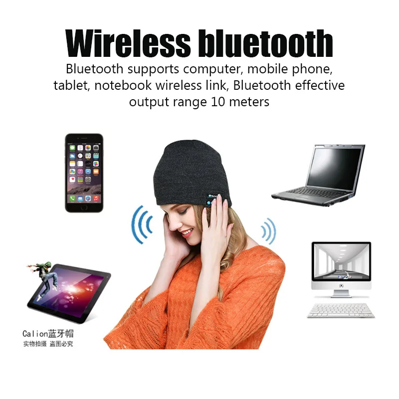 Draadloze Bluetooth Hoofdtelefoon Beanie Warme Hoed Winter Sport Muziek Cap Headset Met Microfoon Speaker Voor Xiaomi Huawei Redmi Iphone