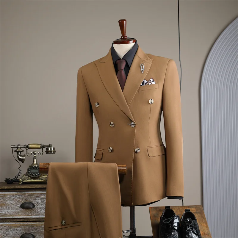 

C38 Spring and Autumn new solid color slim fit jacket suit men's casual adult ceremony groom suit