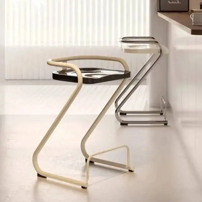 

Stool Counter Height Stool with Geometric Metal Frame & Upholstered Seat Style Minimalist Bauhaus Bar for Kitchen Bar Island