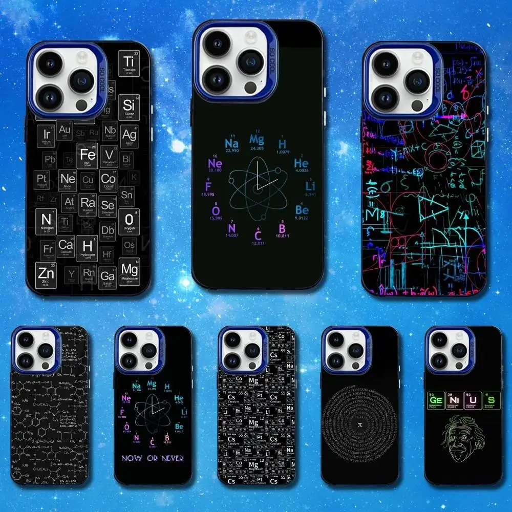 

Chemical Elements Art Phone Case For iPhone 11,12,14,13,15,16,Mini,XS,MAX,Pro,SE Blue Matte Silicone Cover