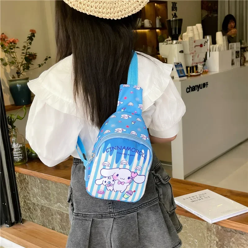 Sanrio Kawaii Chest Bag - Cinnamoroll & Hello Kitty Crossbody Messenger, Travel Shoulder Bag for Children, 2024 Trendy Gifts