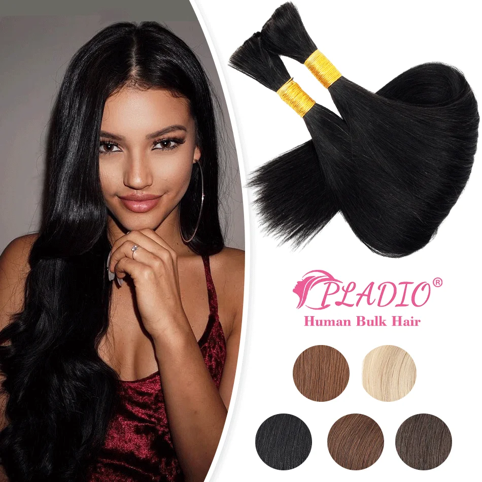 

Bulk Human Hair Bundles Straight Human Hair Braiding No Weft 100% Brazilian Remy Human Hair Bundles Pre-Colored Natural Color