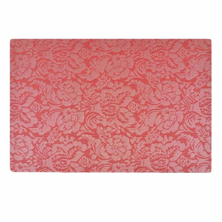 

4 Pcs Rose Jacquard Placemats for Dining Table PVC Table Mats Resistant Place Mats 17.7x11.8 inch Red