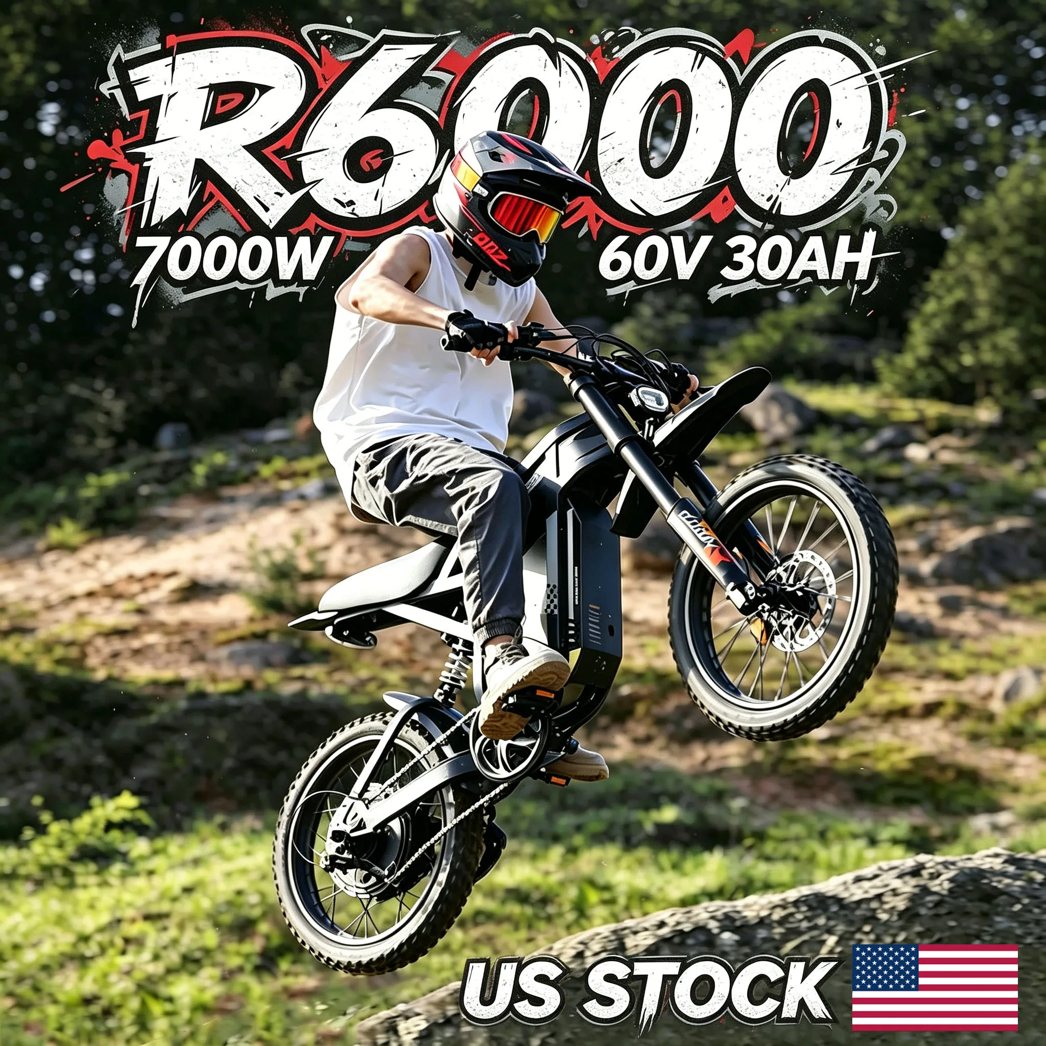 COSWHEEL R6000 Electric Dirt Bike Adult Electric Mountain Bike 7000W Motor 60V 30AH Ebike Off-Road Dual Suspension Electric Bicycle