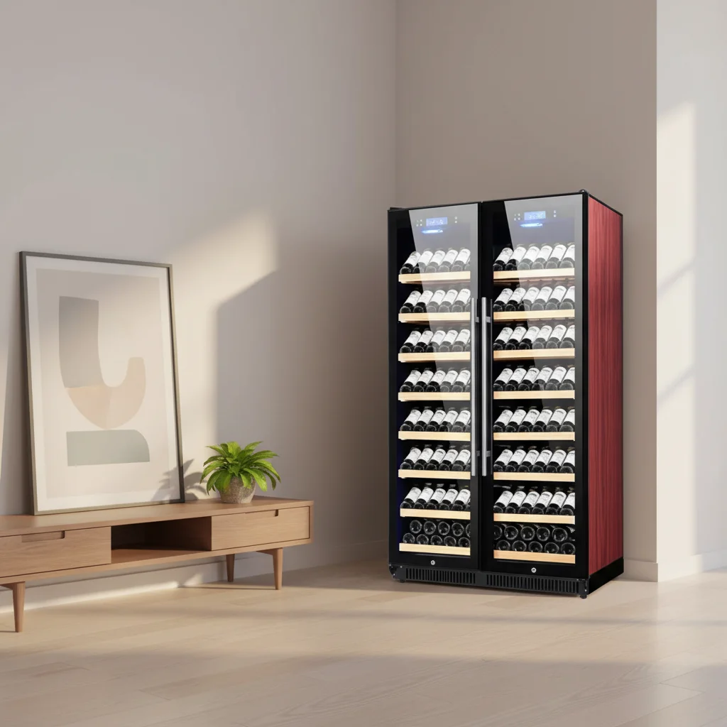 Stainless Steel Modern Wine Display Cabinet 860L 320 Bottles Capacity Home Commercial