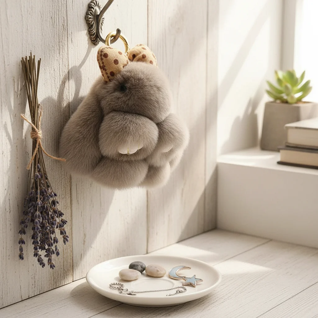 Fashion Plush Pompoms Bow Rabbit Pendant Cartoon Stuffed Doll Bag Pendant Hanging Ornament Car Keyring Bag Accessories