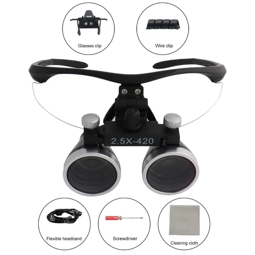 Imagen 2 del producto Lupas dentales lupa Dental laboratorio Dental lupas médicas aumento Binocular 2,5/3,5x faro 3W/5W por separado