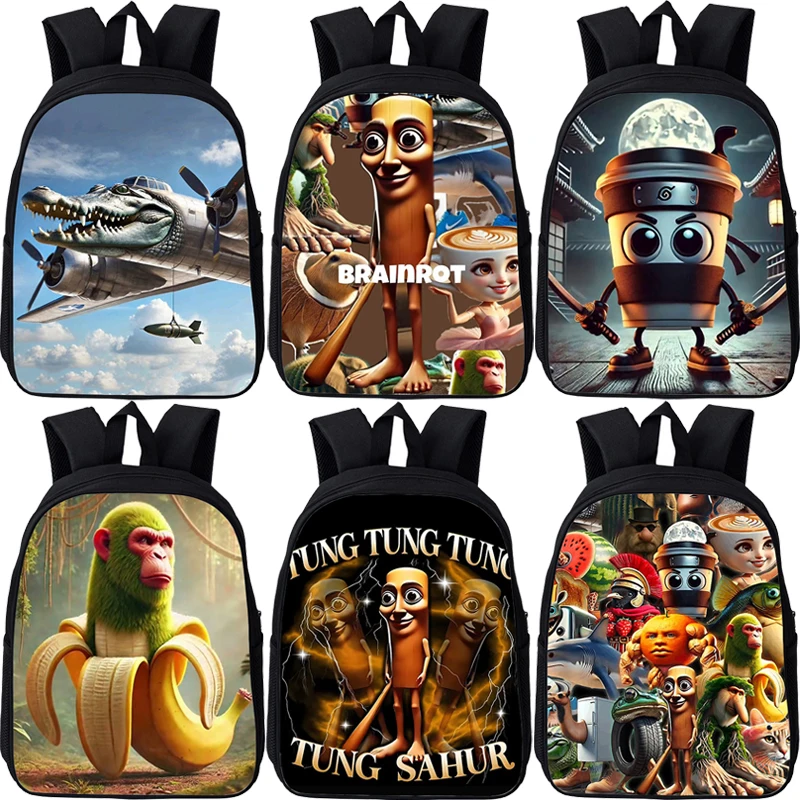 

Итальянский детский рюкзак Brainrot с героями мультфильмов, аниме, школьные сумки для детского сада, прочный рюкзак с книгами в мягкой обложке для маленьких мальчиков и девочек