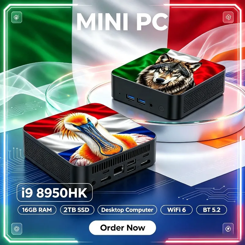 2026 Intel i9 8950HK Mini PC Gaming Desktop, Windows 11 Pro, 16GB RAM, 1TB SSD, WiFi6, BT5.2, Compact Computer.