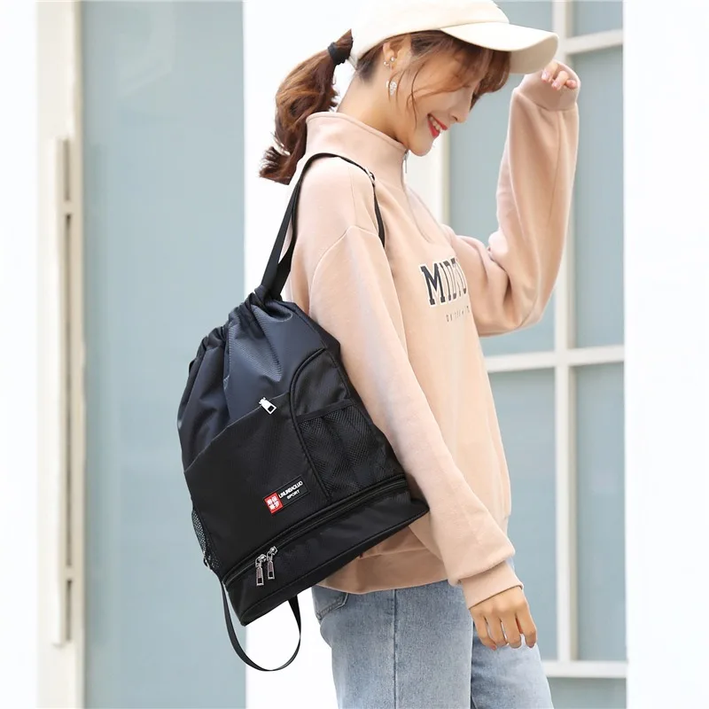High Quality Waterproof Light Nylon Women Backpack Fashion Wet and Dry Split Drawstring Bag Large Capacity Unisex Backpack