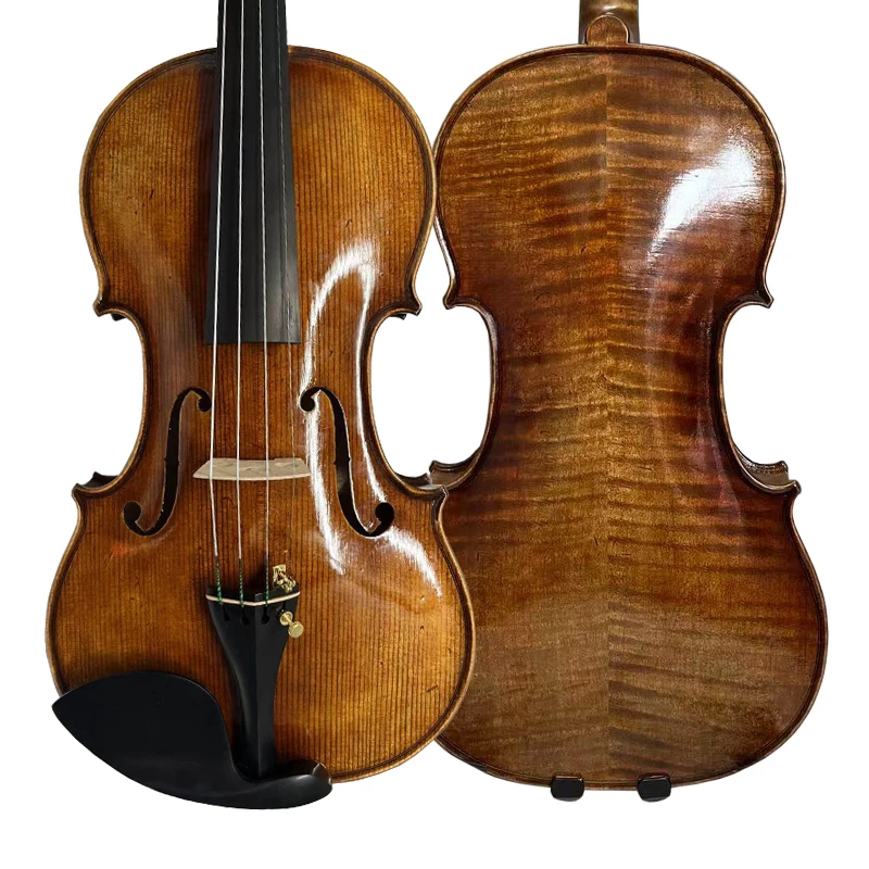 Hotsale Wholesale Price New Coming Professional All Handmade Violin with Oil Painting and Antique Broken Skin Ebony Accessories