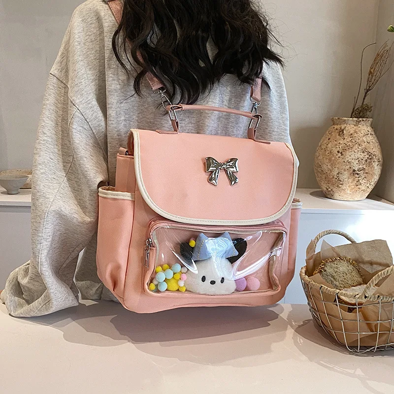 

New Cute Backpacks for Teenagr Girls 2024 Kawaii Canvas School Bag Spring High-capacity Preppy Style Rucksack Сумка Bolsos