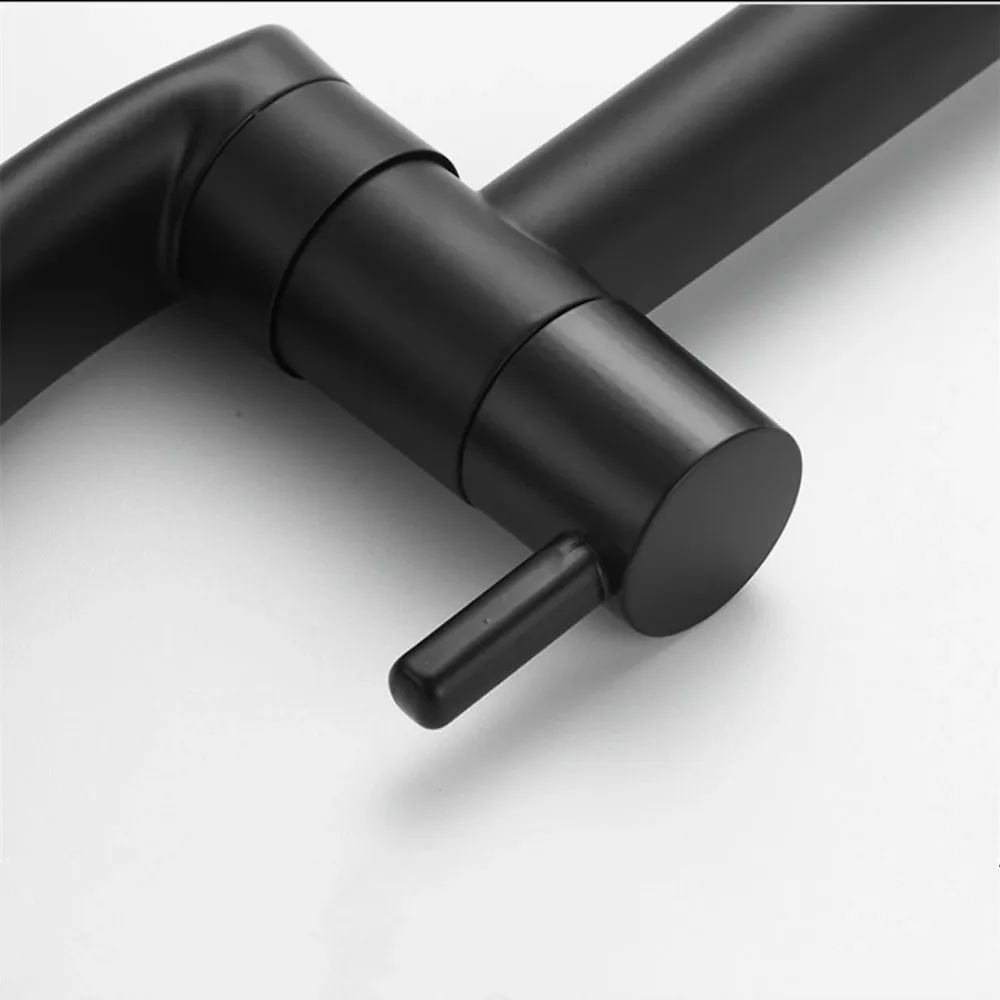 

Portable Black Mop Pool Tap Brass Rotating Bathroom Faucet Wall Type Extended Single Cold Faucet For Balcony Wash-basin