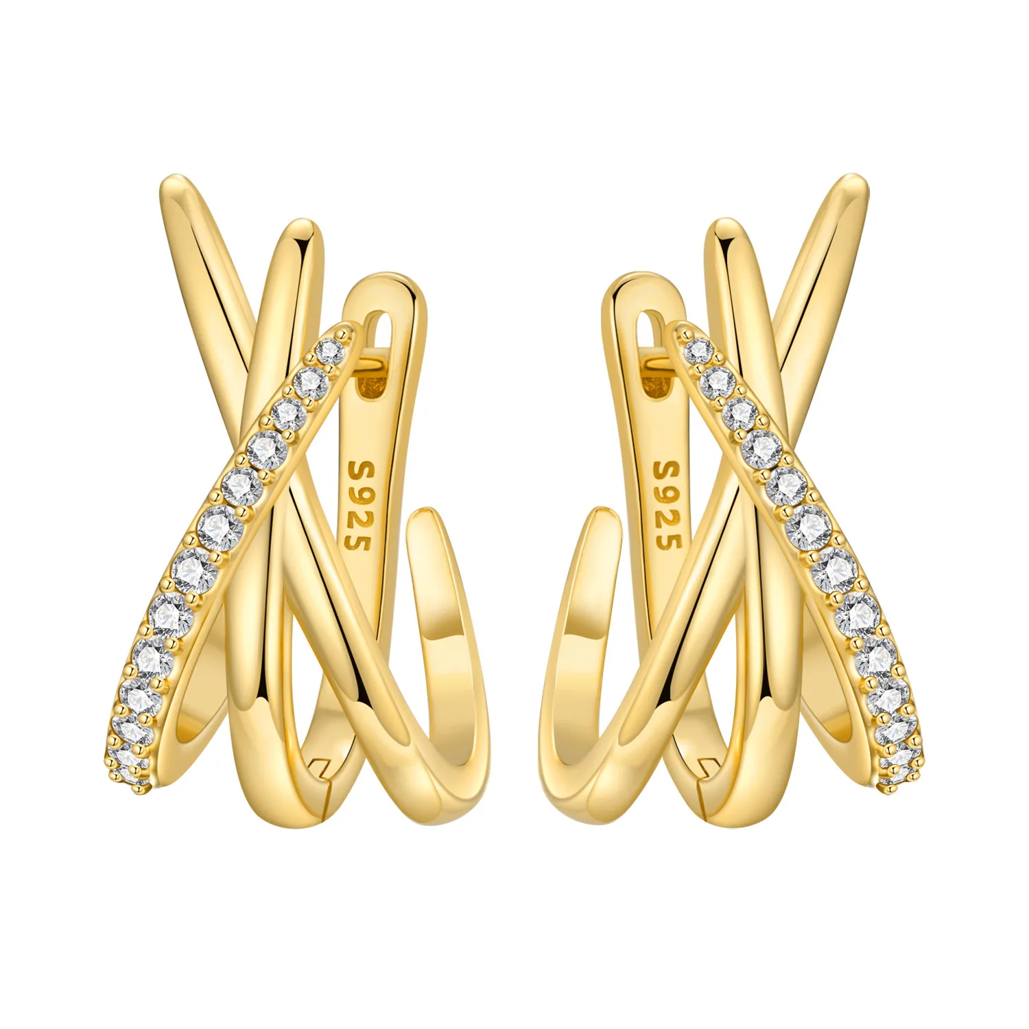 Orstarry S925 Sterling Silber Ohrringe ﻿ Personalisierter Geometrischer Kreuz-Ohrring 18K Vergoldet Original Schmuck Frauen Geburtstagsgeschenk