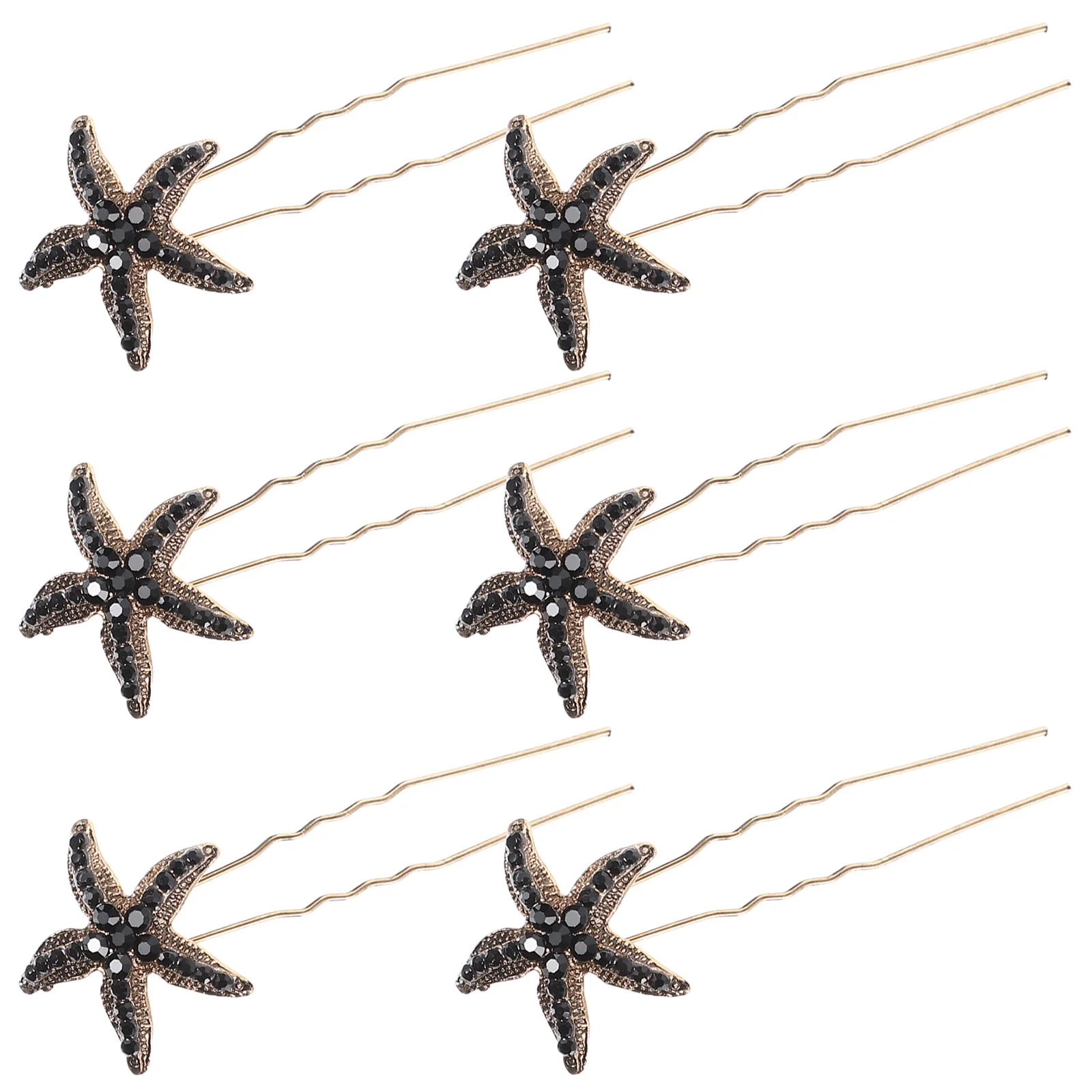 

6pcs Black Rhinestone Hairpins Durable Wedding Bridal Accessories Women Hair Clips U-shaped Barrettes