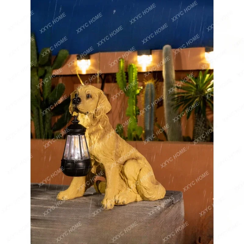 Cute Golden Retriever Decoration Outdoor Ambience Light Solar Yard Garden Decoration