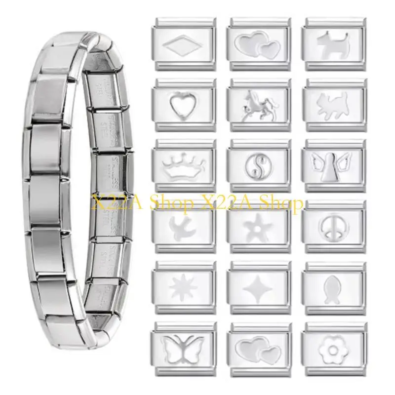 

Уникальный прочный итальянский браслет-подвеска 9 мм из нержавеющей стали, золотые, серебряные модули для женщин и мужчин, мода