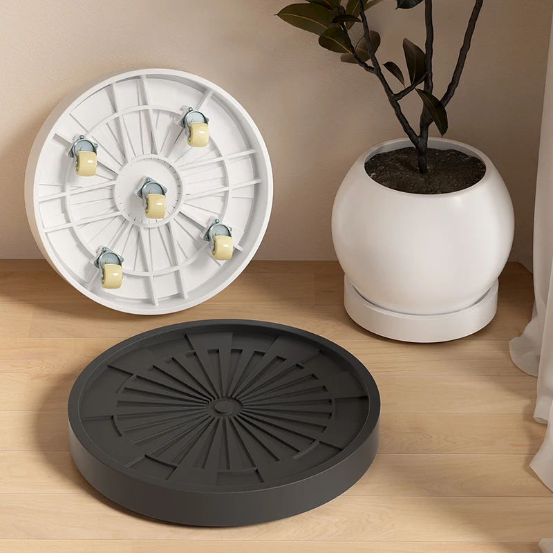 Plateau de pot de plante à roulettes ultra-mince de style Ins moderne : support de charge, à roulettes, base mobile pour fleurs, plantes et pots