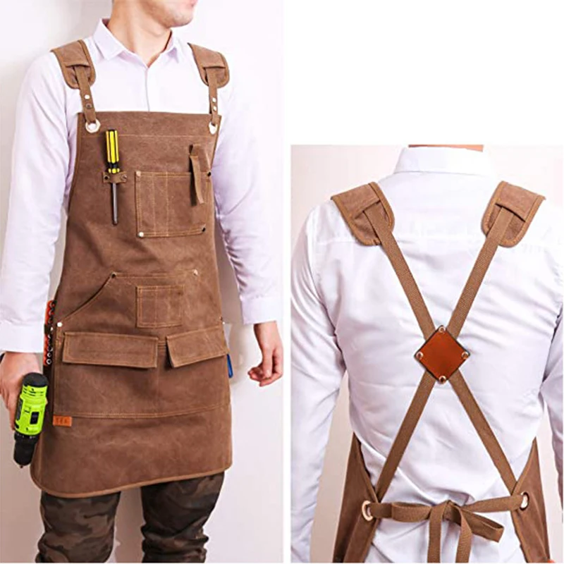 

Good Thickened High Quality Cotton Canvas Summer Waterproof Apron Catering Shop Kitchen Home Gardening Commercial Waist Apron