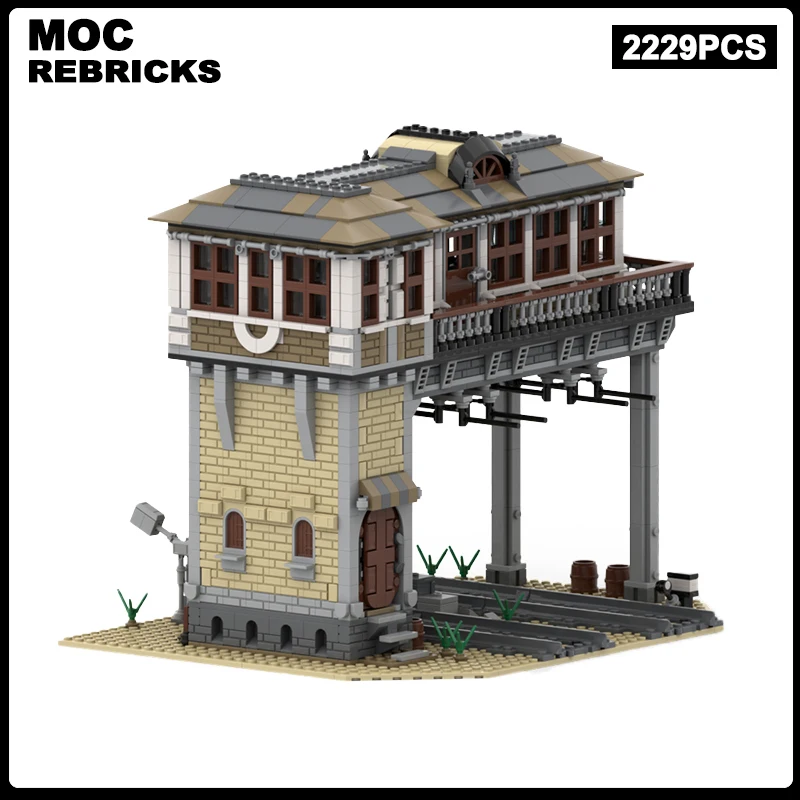 MOC Gebäude Block Zug Schalter Turm Turm Haus Modell DIY Ziegel Aassemble Spielzeug Weihnachten Geschenke Kid Sammlung Geburtstag Geschenk