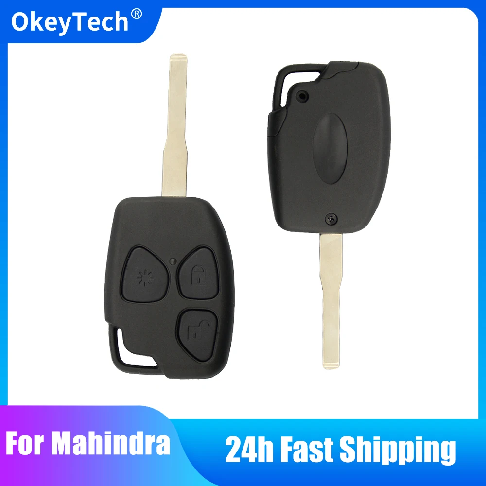 

OkeyTech Replacement Car Remote Key Shell Case For Indian Mahindra Car Key Uncut Blank Blade Housing Cover