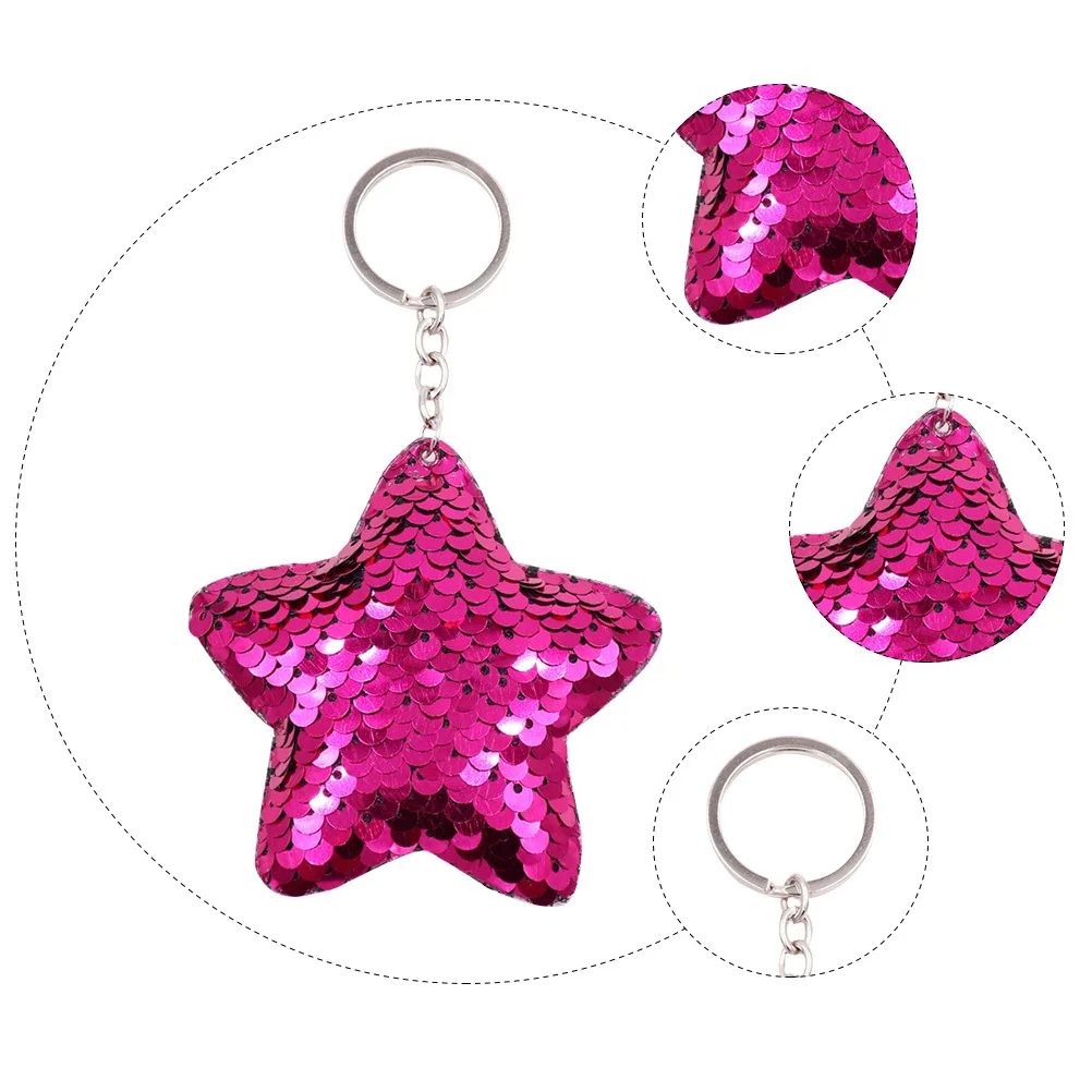 

5Pcs Sequin Star Keychains Creative Rings for Party Favors Gifts Accessories Star Keychain Key Chain