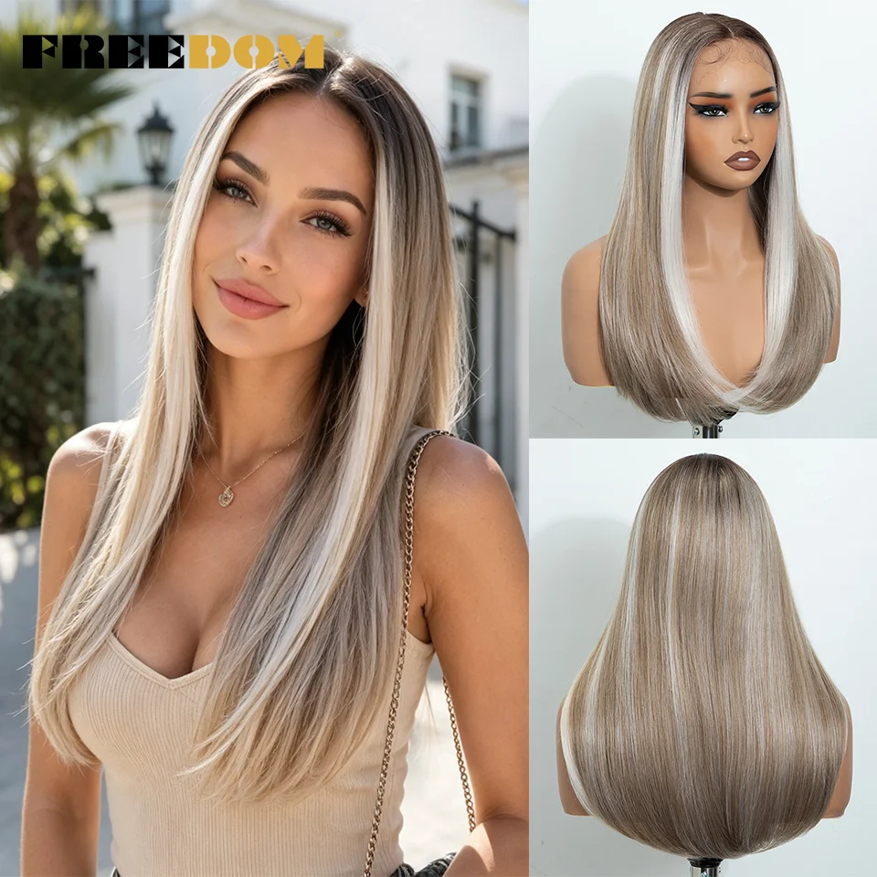 FREEDOM Straight Layered Synthetic Lace Front Wigs For Women 22