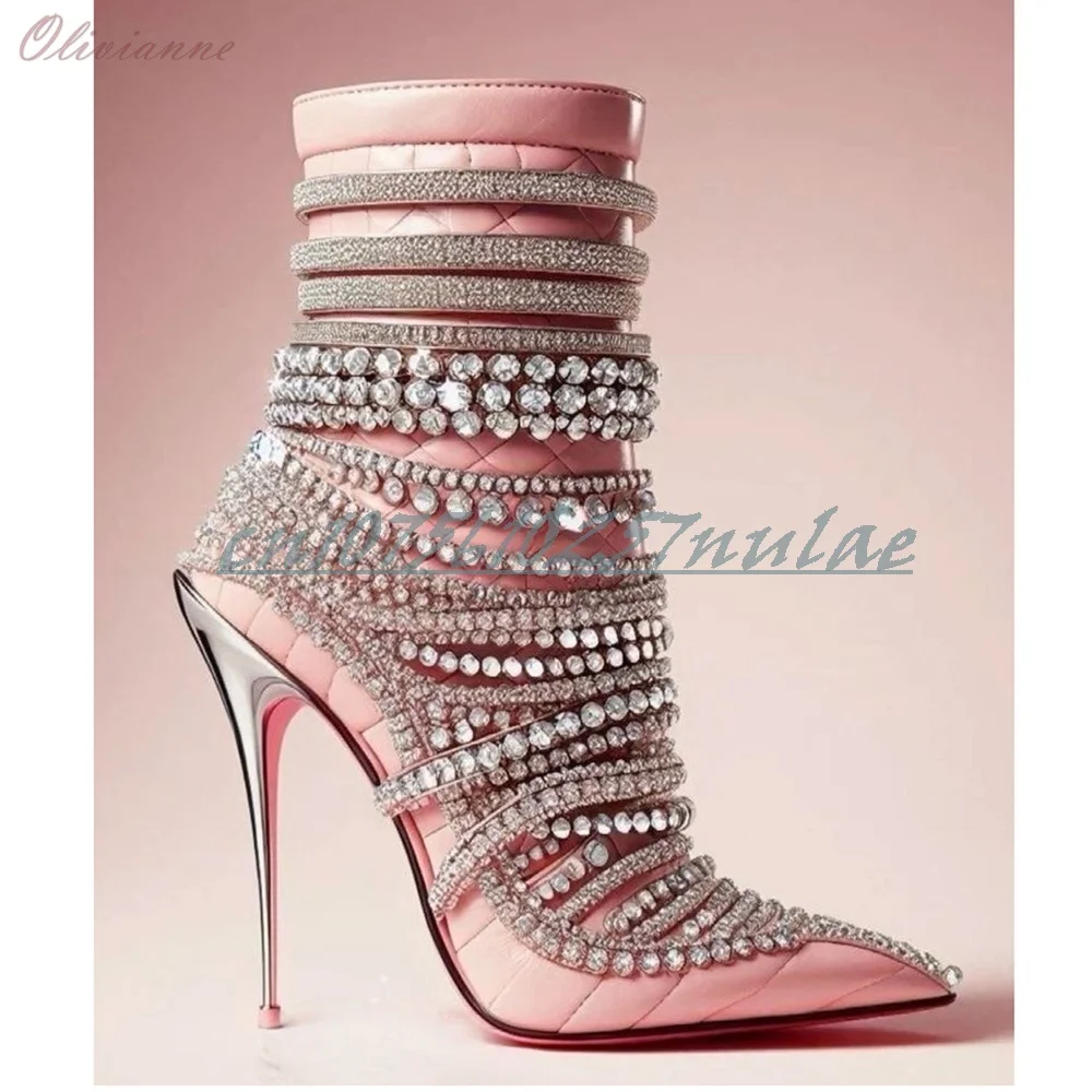 الأزرق بريق بلورات أحزمة ديكور حذاء من الجلد أنيقة مدبب خنجر عالية الكعب موضة الحفلات مثير النساء أحذية 2025 Para Mujere