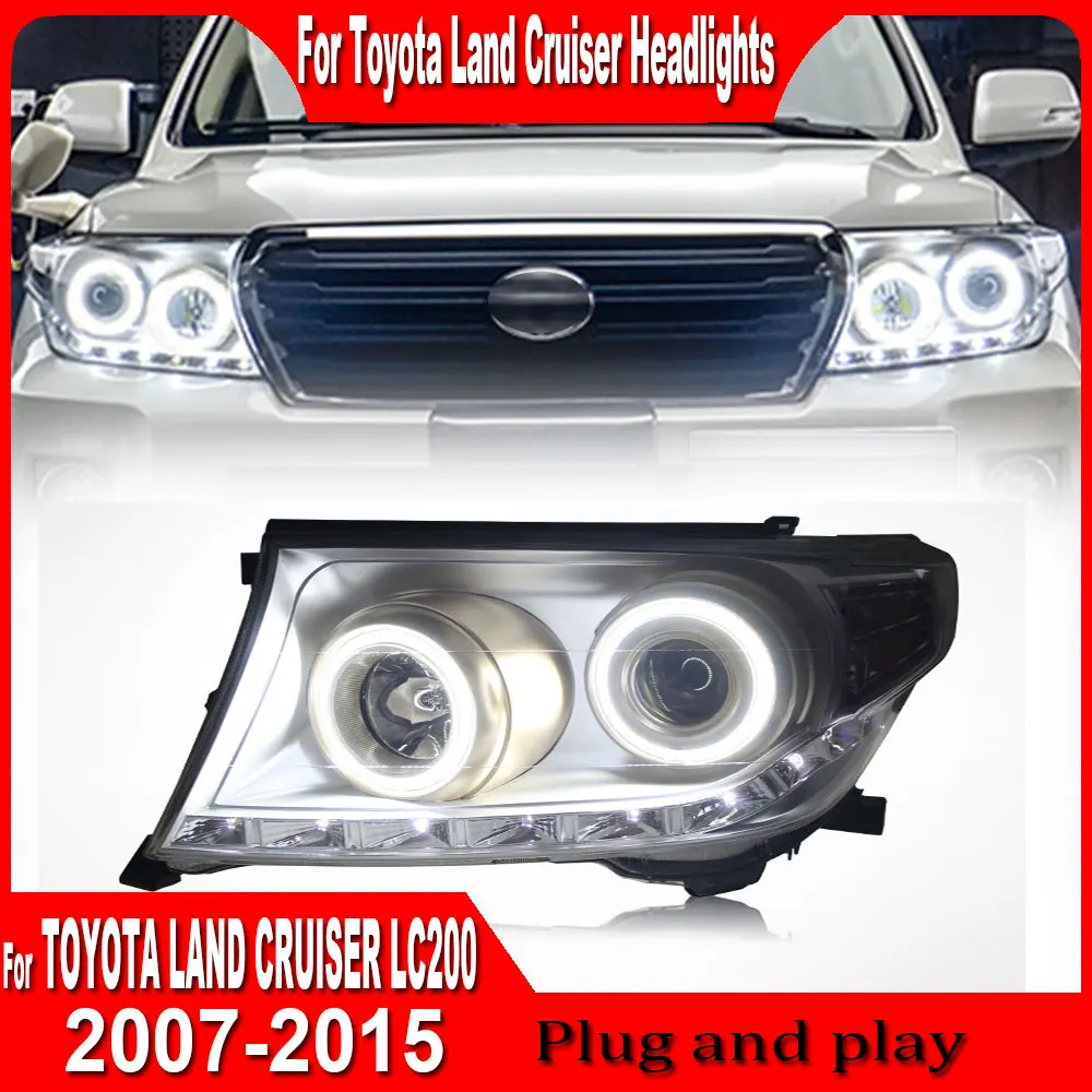 

Передняя фара в сборе для Toyota Land Cruiser 2007-2015, фара LC200, полный светодиодный DRL, динамические поворотные фары, подключи и работай