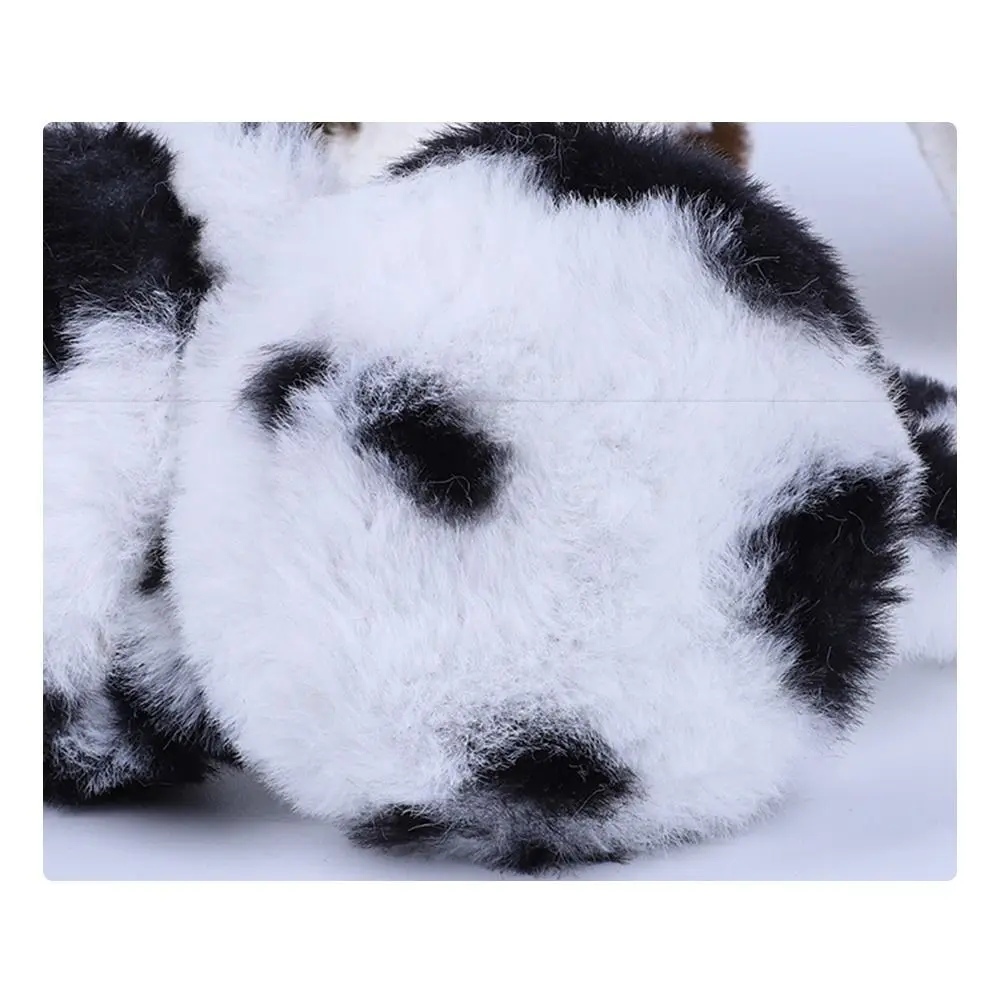 Cute Cow Print Plush Earmuffs Retractable Winter Warm Fluffy Ear Covers Cartoon Kids Ear Warmers for Boys Girls