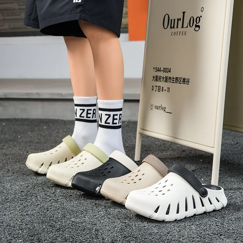 3D pattern hole shoes men's hole shoes couple summer sandals wear non-slip and wear-resistant bag head beach cool slippers view 6