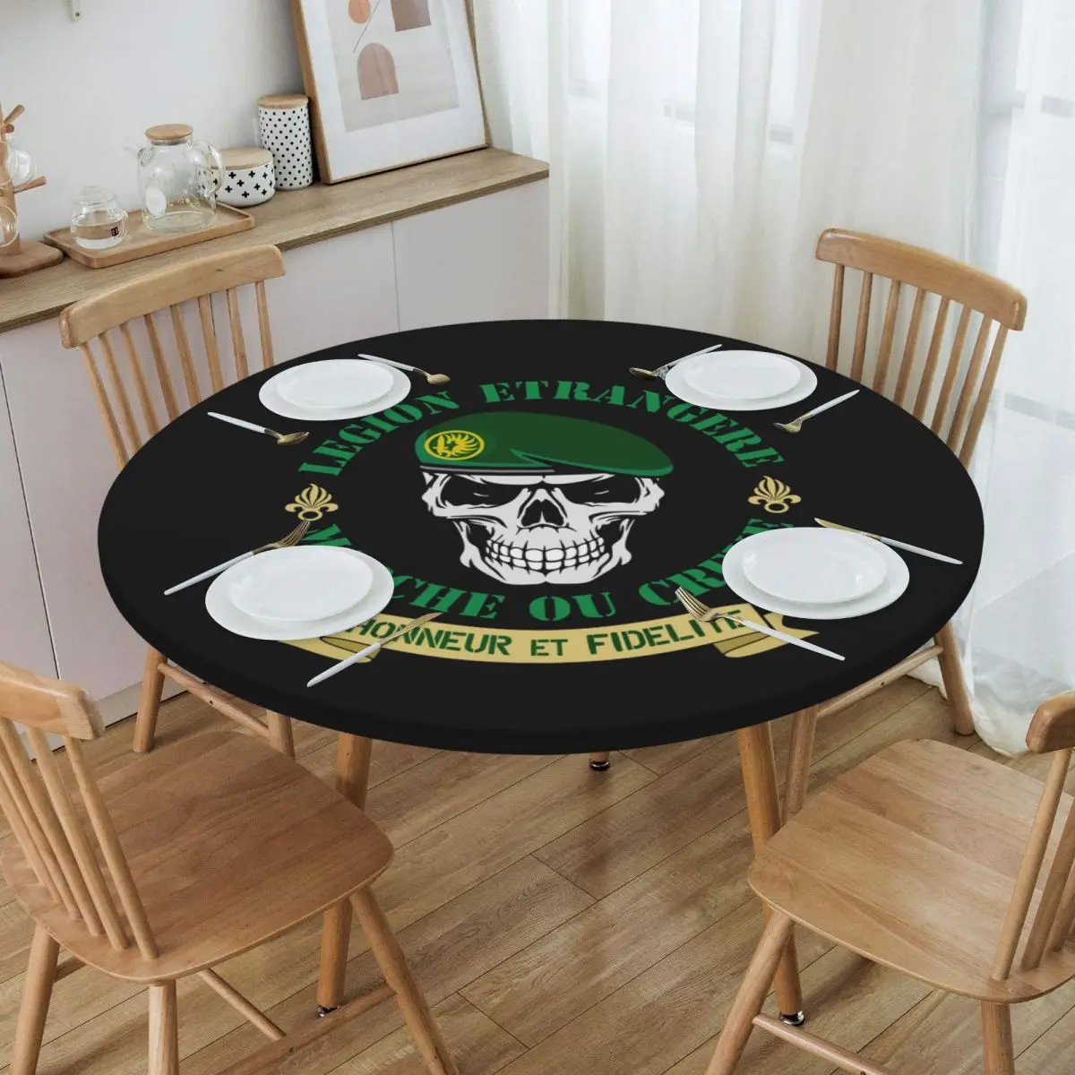 Legion Etrangere Foreign Waterproof Round Tablecloth Oilproof Table Cloth for Kitchen Events Dining Table Cover